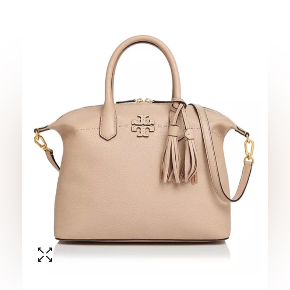 Tory Burch McGraw Slouchy Satchel Pebble Leather Tote Bag 2 Way‎ Crossbody Blush
